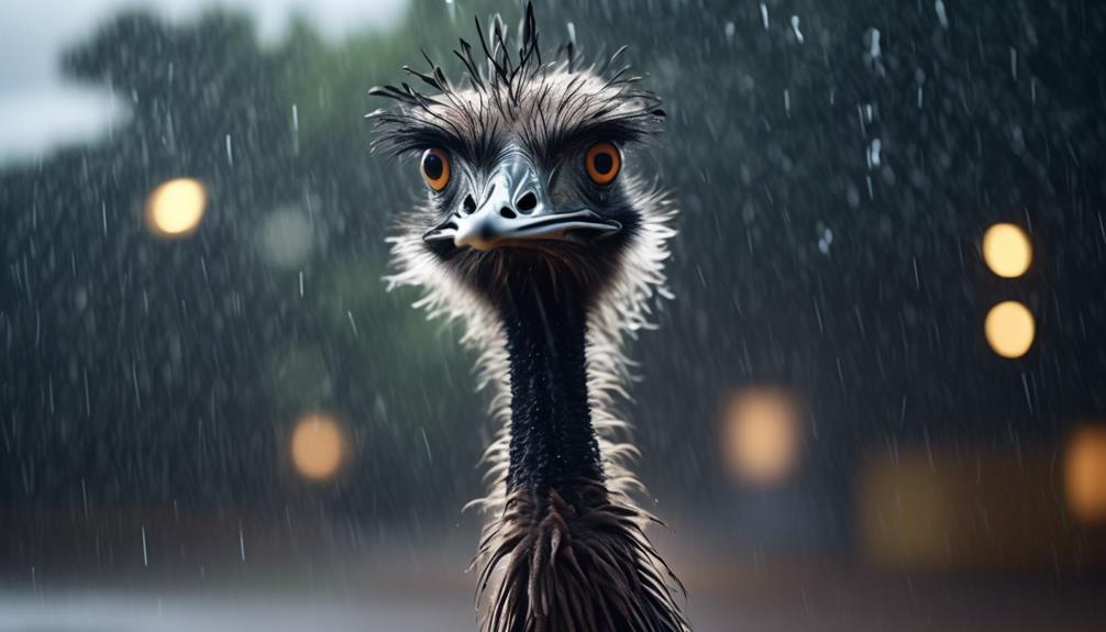 emus in stormy weather