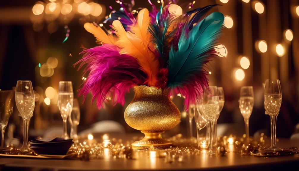 colorful feathered party decorations