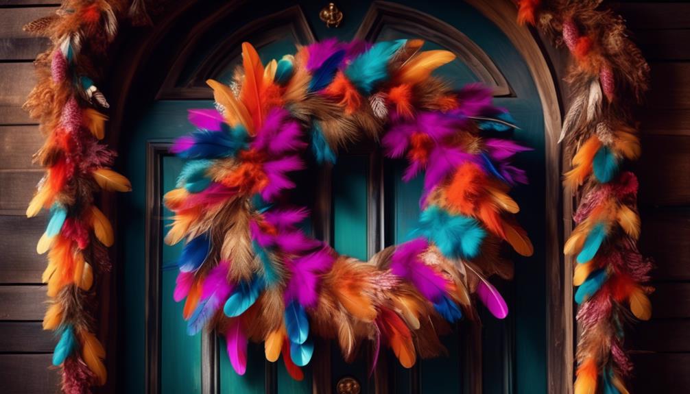 decorative wreaths made of feathers