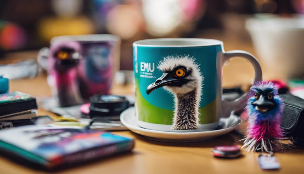 emu themed products in media