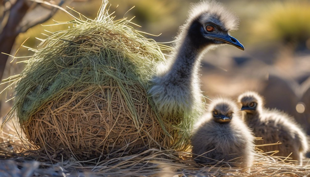 emu nesting and hatchlings